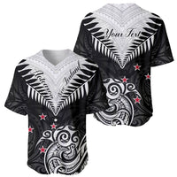Personalised New Zealand Baseball Jersey Aotearoa Maori Kiwi Black Fern - Wonder Print Shop