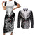 Personalised New Zealand Couples Matching Short Sleeve Bodycon Dress and Long Sleeve Button Shirts Aotearoa Maori Kiwi Black Fern - Wonder Print Shop