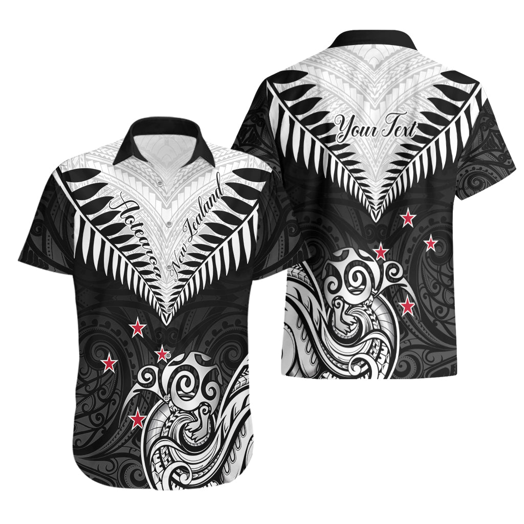 Personalised New Zealand Hawaiian Shirt Aotearoa Maori Kiwi Black Fern - Wonder Print Shop