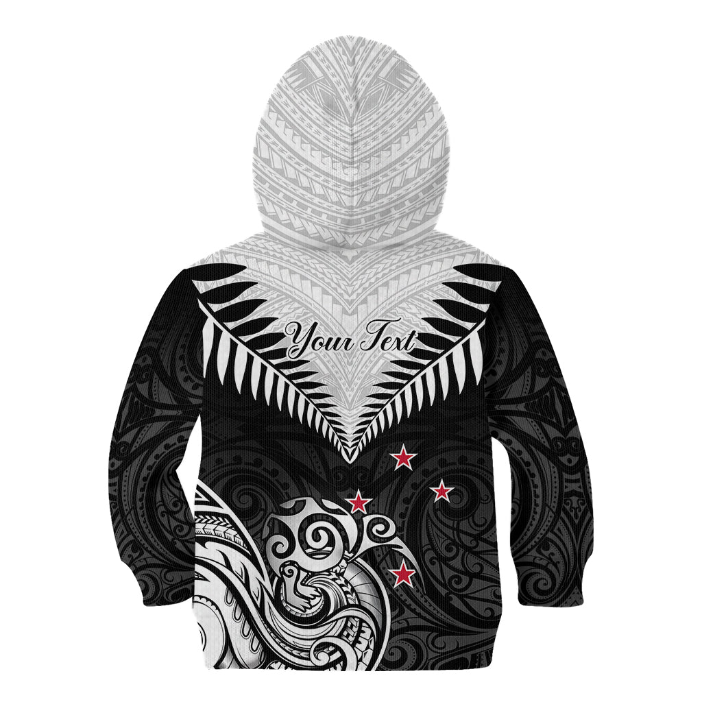 Personalised New Zealand Kid Hoodie Aotearoa Maori Kiwi Black Fern - Wonder Print Shop