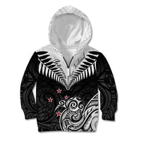 Personalised New Zealand Kid Hoodie Aotearoa Maori Kiwi Black Fern - Wonder Print Shop