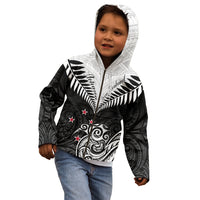 Personalised New Zealand Kid Hoodie Aotearoa Maori Kiwi Black Fern - Wonder Print Shop