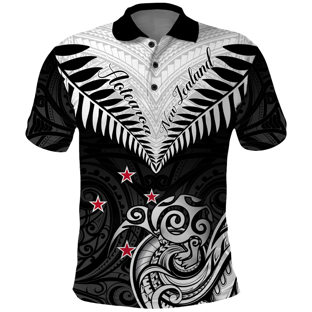 Personalised New Zealand Polo Shirt Aotearoa Maori Kiwi Black Fern - Wonder Print Shop