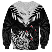 Personalised New Zealand Sweatshirt Aotearoa Maori Kiwi Black Fern - Wonder Print Shop