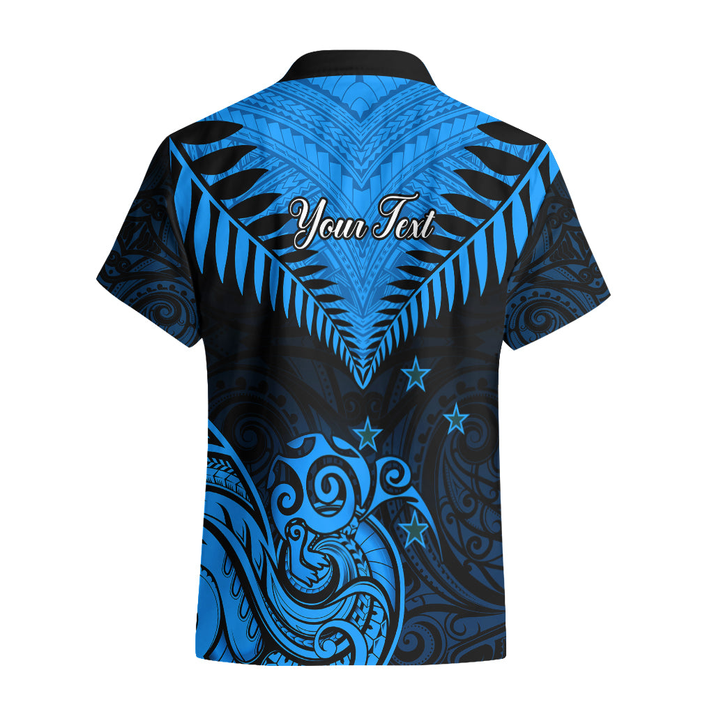 Personalised New Zealand Hawaiian Shirt Aotearoa Blue Maori Kiwi Blue Fern - Wonder Print Shop