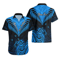 Personalised New Zealand Hawaiian Shirt Aotearoa Blue Maori Kiwi Blue Fern - Wonder Print Shop