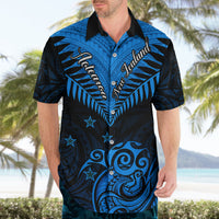 Personalised New Zealand Hawaiian Shirt Aotearoa Blue Maori Kiwi Blue Fern - Wonder Print Shop