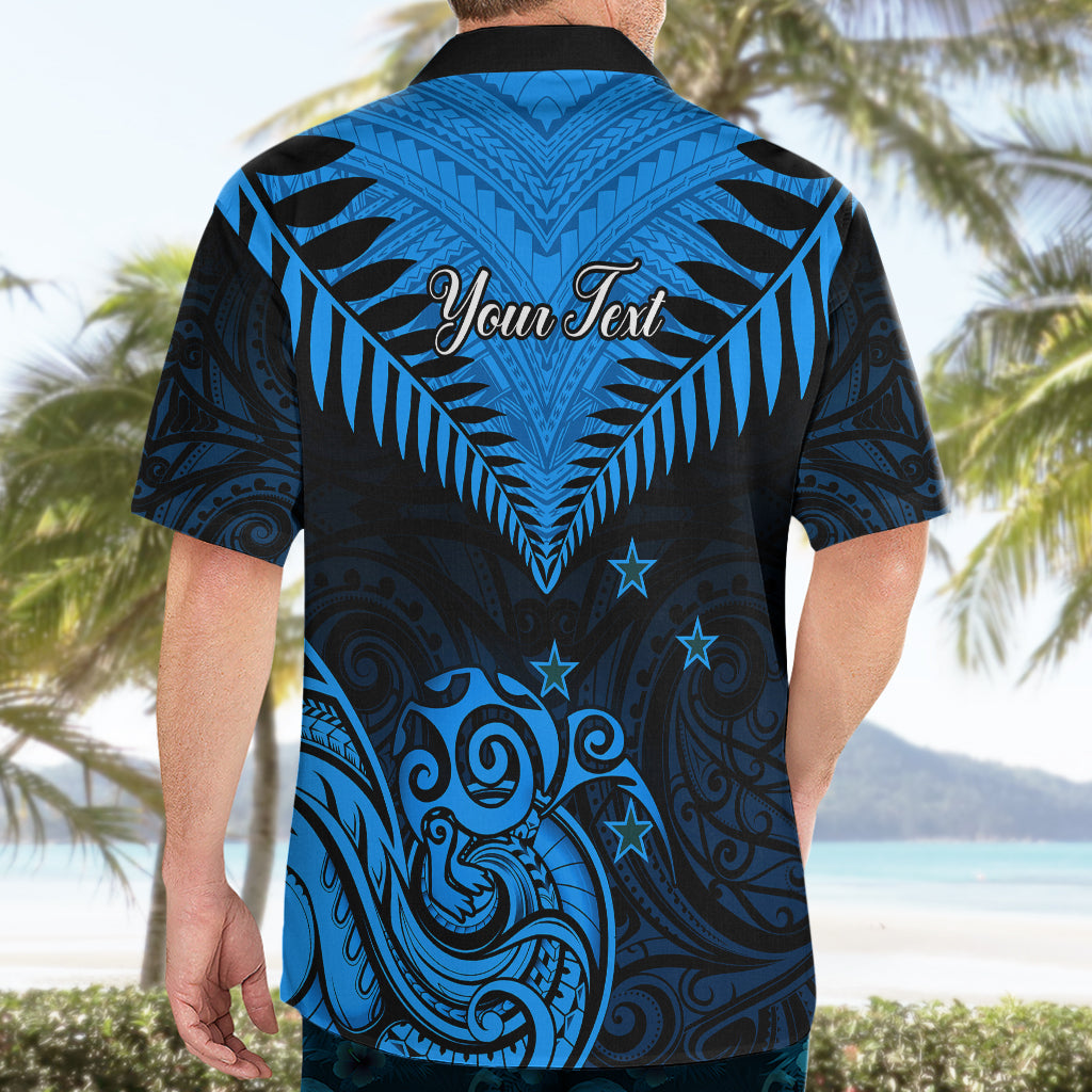 Personalised New Zealand Hawaiian Shirt Aotearoa Blue Maori Kiwi Blue Fern - Wonder Print Shop