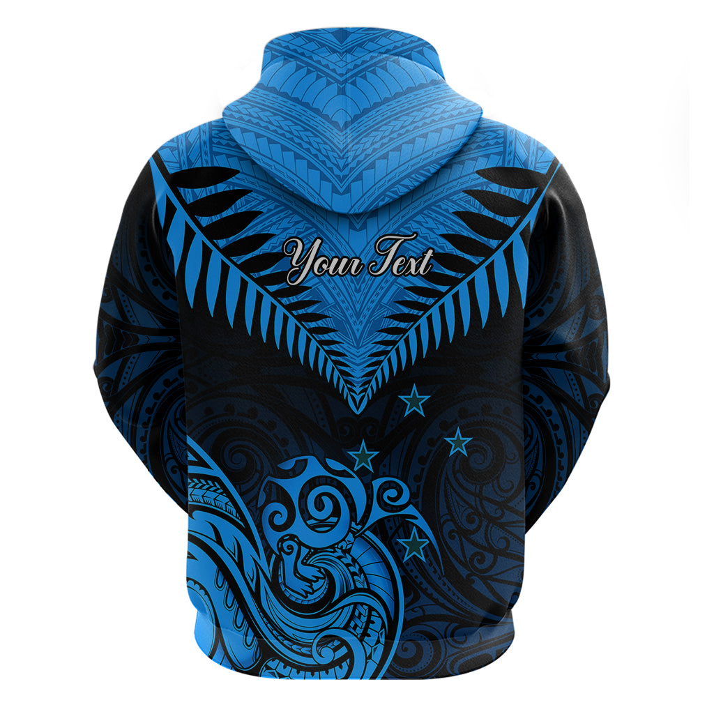 Personalised New Zealand Hoodie Aotearoa Blue Maori Kiwi Blue Fern - Wonder Print Shop