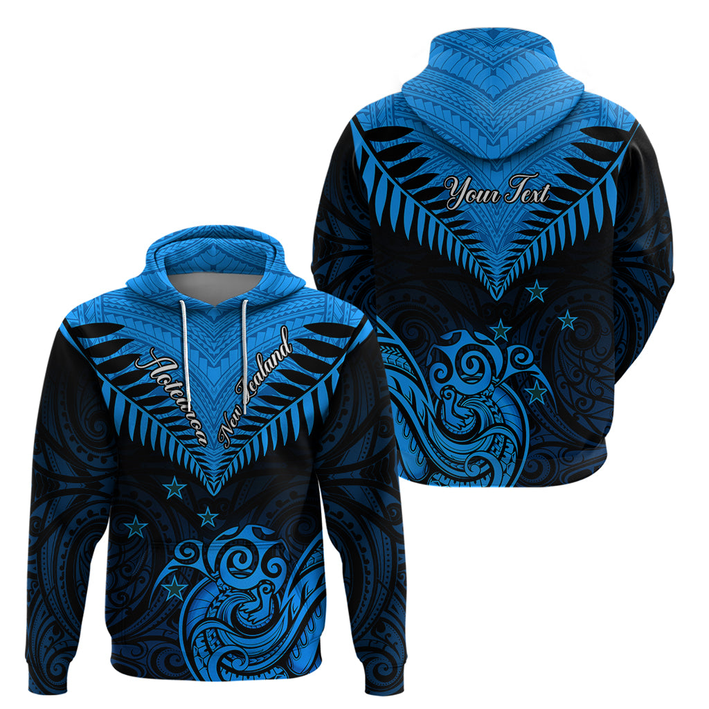 Personalised New Zealand Hoodie Aotearoa Blue Maori Kiwi Blue Fern - Wonder Print Shop
