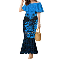Personalised New Zealand Mermaid Dress Aotearoa Blue Maori Kiwi Blue Fern - Wonder Print Shop