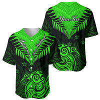 Personalised New Zealand Baseball Jersey Aotearoa Maori Kiwi Green Fern - Wonder Print Shop