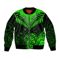 Personalised New Zealand Bomber Jacket Aotearoa Maori Kiwi Green Fern - Wonder Print Shop
