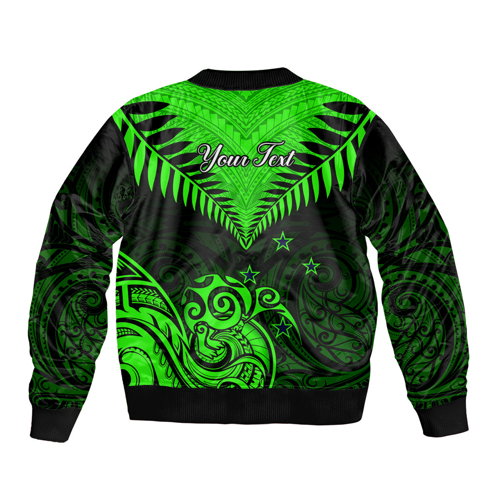Personalised New Zealand Bomber Jacket Aotearoa Maori Kiwi Green Fern - Wonder Print Shop