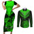 Personalised New Zealand Couples Matching Short Sleeve Bodycon Dress and Long Sleeve Button Shirts Aotearoa Maori Kiwi Green Fern - Wonder Print Shop