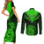 Personalised New Zealand Couples Matching Short Sleeve Bodycon Dress and Long Sleeve Button Shirts Aotearoa Maori Kiwi Green Fern - Wonder Print Shop