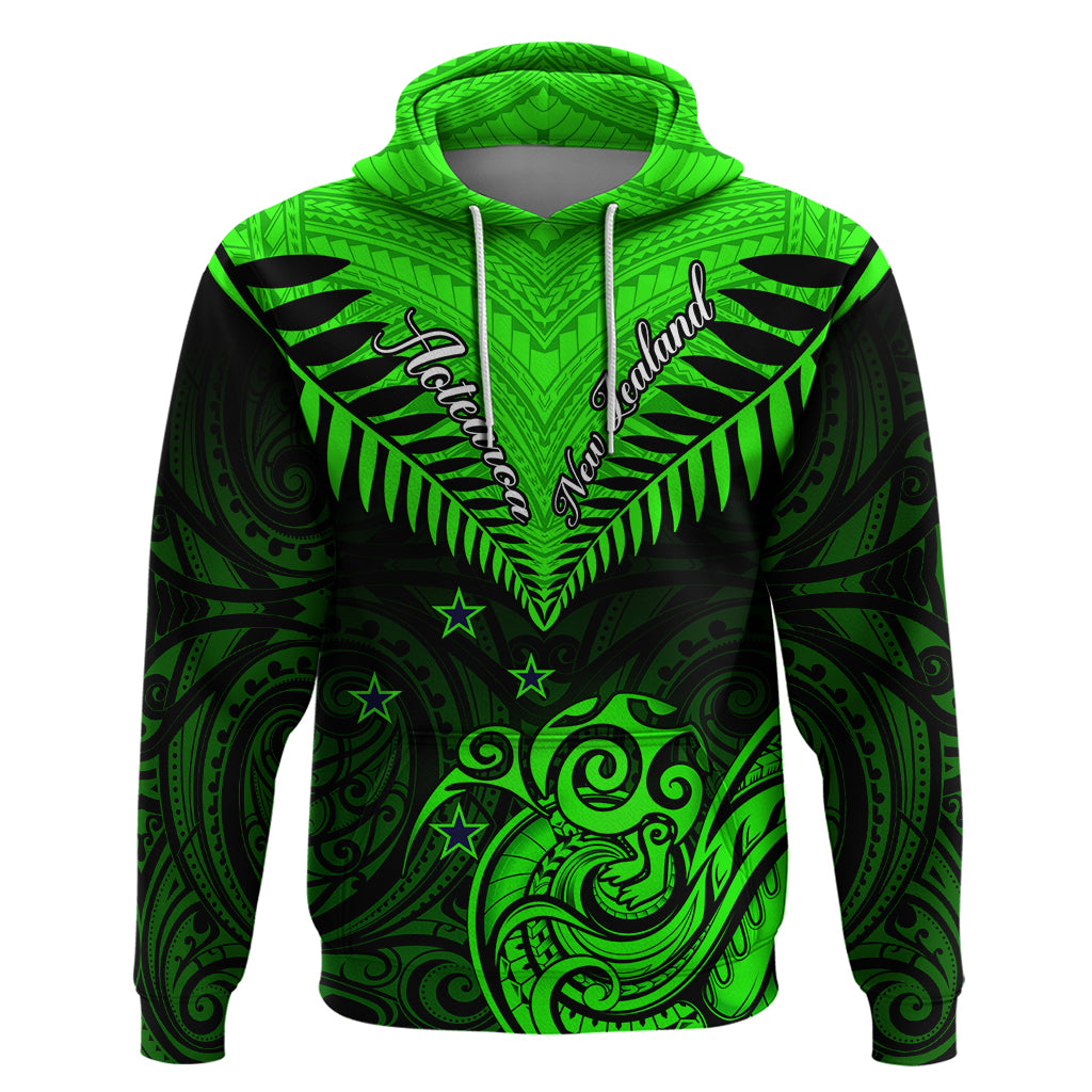 Personalised New Zealand Hoodie Aotearoa Maori Kiwi Green Fern - Wonder Print Shop