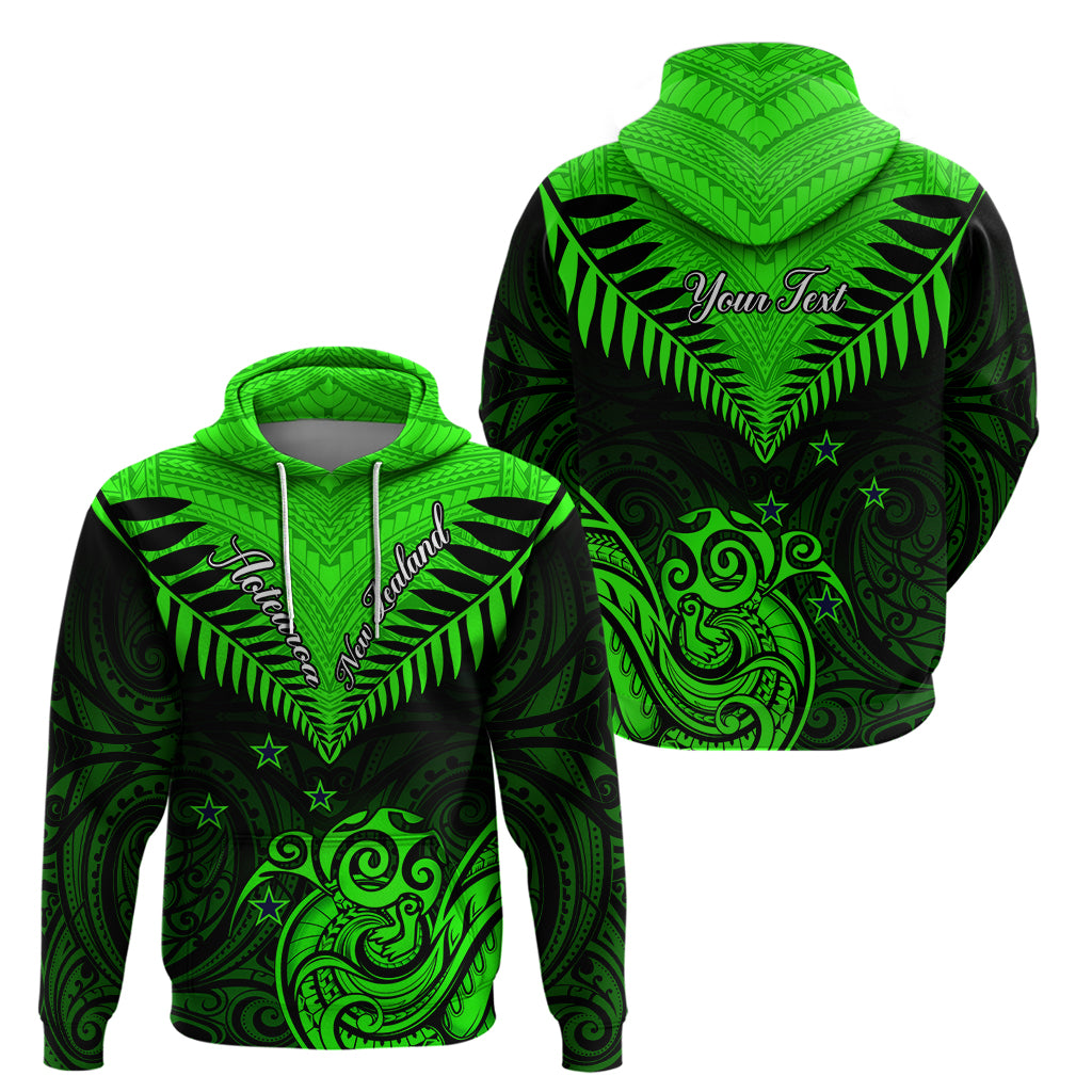 Personalised New Zealand Hoodie Aotearoa Maori Kiwi Green Fern - Wonder Print Shop