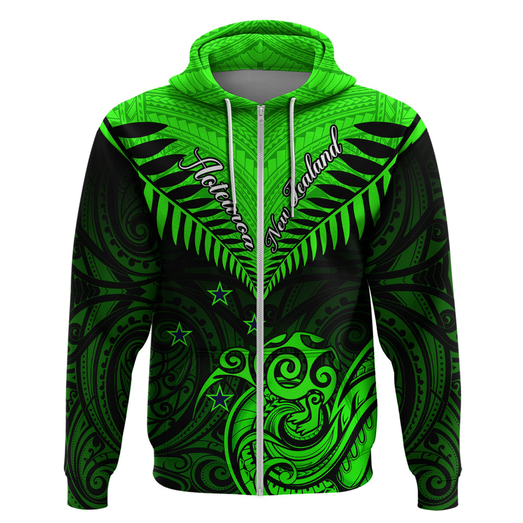 Personalised New Zealand Hoodie Aotearoa Maori Kiwi Green Fern - Wonder Print Shop