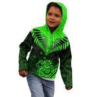 Personalised New Zealand Kid Hoodie Aotearoa Maori Kiwi Green Fern - Wonder Print Shop