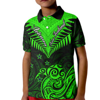Personalised New Zealand Kid Polo Shirt Aotearoa Maori Kiwi Green Fern - Wonder Print Shop
