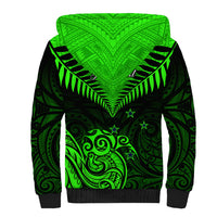 Personalised New Zealand Sherpa Hoodie Aotearoa Maori Kiwi Green Fern - Wonder Print Shop