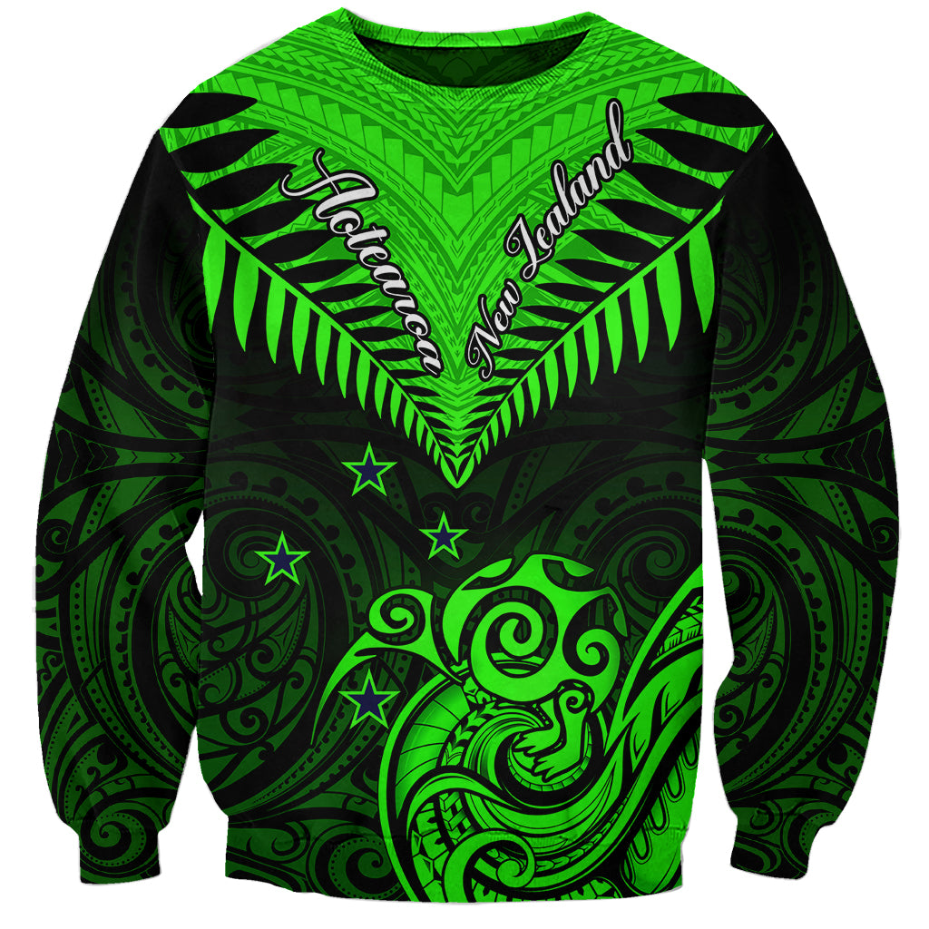 Personalised New Zealand Sweatshirt Aotearoa Maori Kiwi Green Fern - Wonder Print Shop