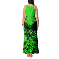 Personalised New Zealand Tank Maxi Dress Aotearoa Maori Kiwi Green Fern - Wonder Print Shop
