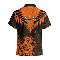 Personalised New Zealand Hawaiian Shirt Aotearoa Maori Kiwi Orange Fern - Wonder Print Shop