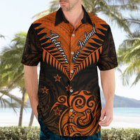 Personalised New Zealand Hawaiian Shirt Aotearoa Maori Kiwi Orange Fern - Wonder Print Shop