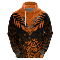 Personalised New Zealand Hoodie Aotearoa Maori Kiwi Orange Fern - Wonder Print Shop