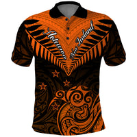 Personalised New Zealand Polo Shirt Aotearoa Maori Kiwi Orange Fern - Wonder Print Shop