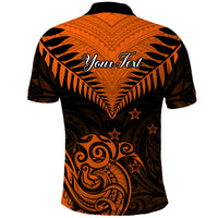 Personalised New Zealand Polo Shirt Aotearoa Maori Kiwi Orange Fern - Wonder Print Shop