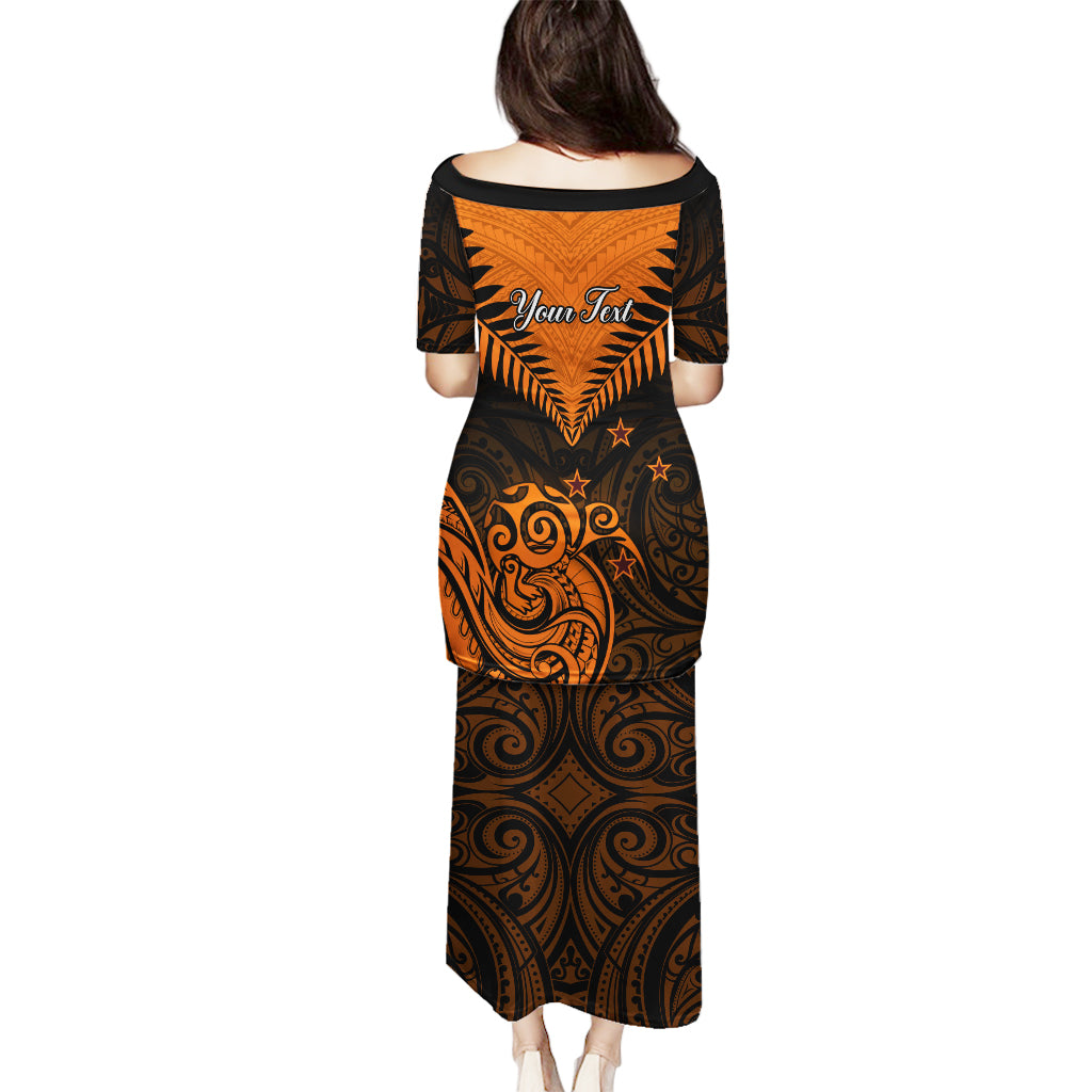 Personalised New Zealand Puletasi Aotearoa Maori Kiwi Orange Fern - Wonder Print Shop