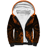 Personalised New Zealand Sherpa Hoodie Aotearoa Maori Kiwi Orange Fern - Wonder Print Shop