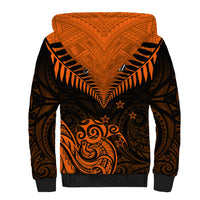 Personalised New Zealand Sherpa Hoodie Aotearoa Maori Kiwi Orange Fern - Wonder Print Shop