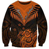 Personalised New Zealand Sweatshirt Aotearoa Maori Kiwi Orange Fern - Wonder Print Shop