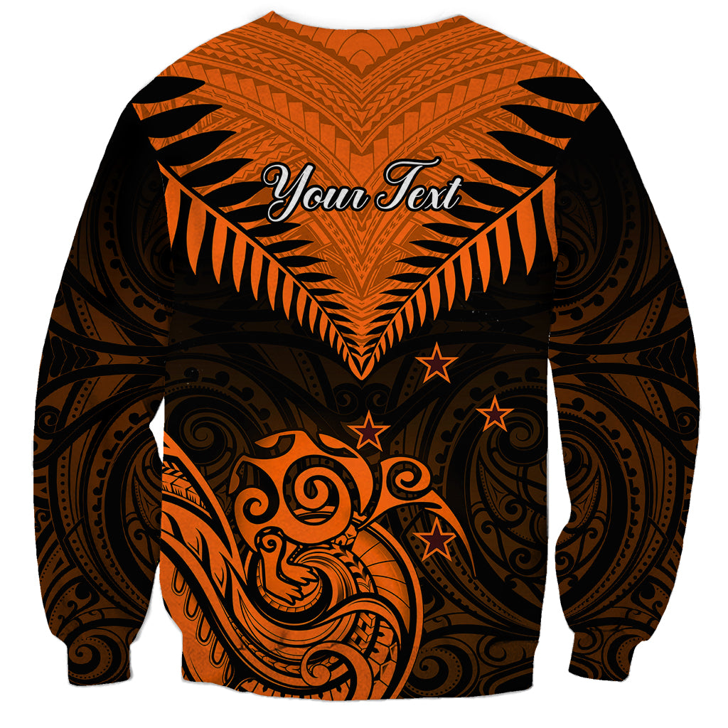 Personalised New Zealand Sweatshirt Aotearoa Maori Kiwi Orange Fern - Wonder Print Shop