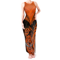 Personalised New Zealand Tank Maxi Dress Aotearoa Maori Kiwi Orange Fern - Wonder Print Shop