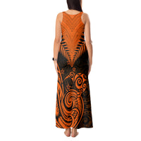 Personalised New Zealand Tank Maxi Dress Aotearoa Maori Kiwi Orange Fern - Wonder Print Shop