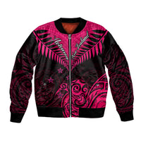Personalised Aotearoa Bomber Jacket Maori Kiwi Pink Fern - Wonder Print Shop