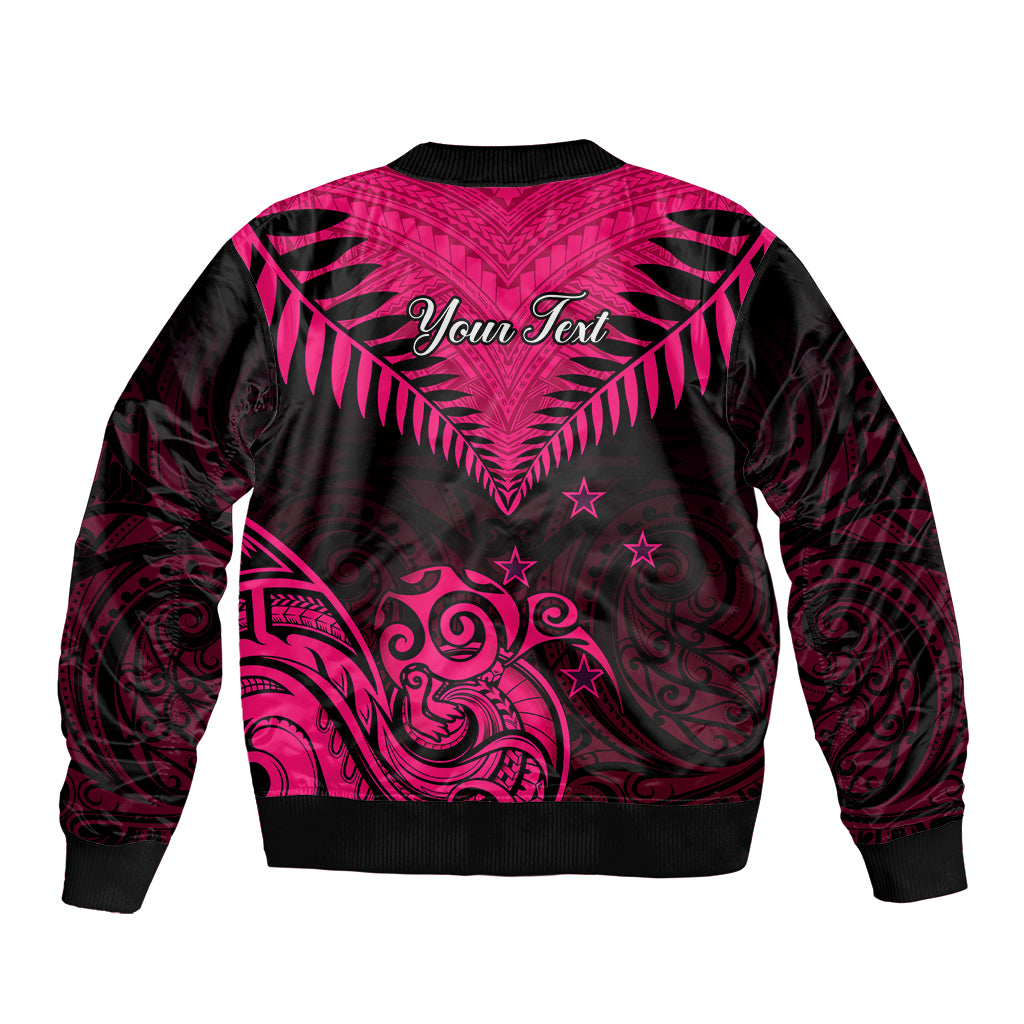 Personalised Aotearoa Bomber Jacket Maori Kiwi Pink Fern - Wonder Print Shop