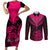 Personalised Aotearoa Couples Matching Short Sleeve Bodycon Dress and Long Sleeve Button Shirts Maori Kiwi Pink Fern - Wonder Print Shop