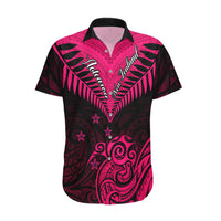 Personalised Aotearoa Hawaiian Shirt Maori Kiwi Pink Fern - Wonder Print Shop