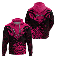 Personalised Aotearoa Hoodie Maori Kiwi Pink Fern - Wonder Print Shop