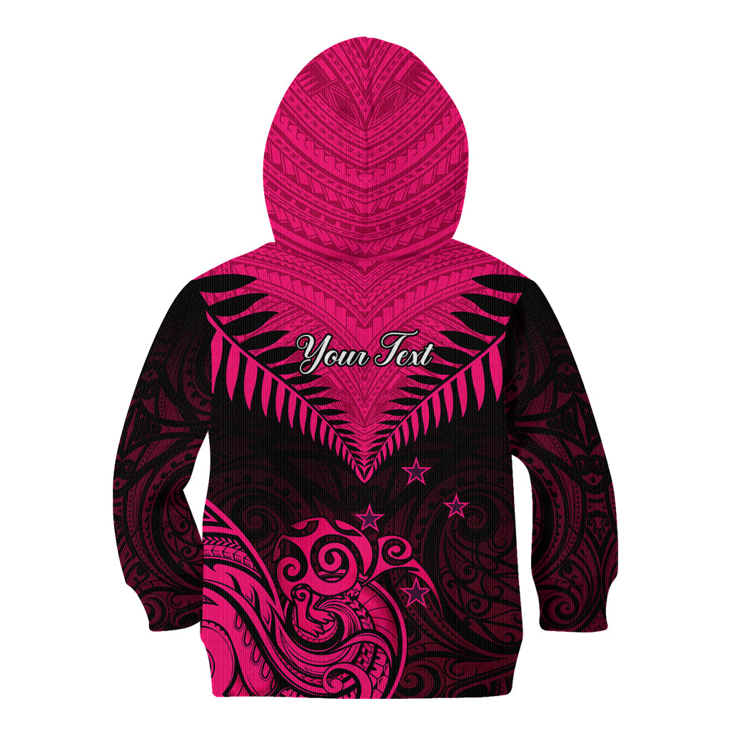 Personalised Aotearoa Kid Hoodie Maori Kiwi Pink Fern - Wonder Print Shop