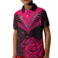 Personalised Aotearoa Kid Polo Shirt Maori Kiwi Pink Fern - Wonder Print Shop