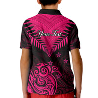 Personalised Aotearoa Kid Polo Shirt Maori Kiwi Pink Fern - Wonder Print Shop