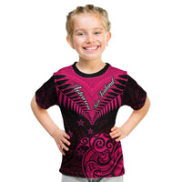 Personalised Aotearoa Kid T Shirt Maori Kiwi Pink Fern - Wonder Print Shop