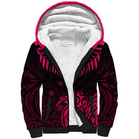 Personalised Aotearoa Sherpa Hoodie Maori Kiwi Pink Fern - Wonder Print Shop